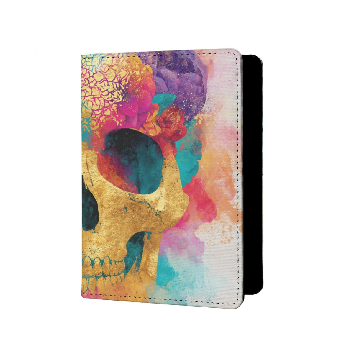 Womens Skull Print Passport Cover Leather Floral Passport Holder Protector with Credit Card Slots Passport Holder for Travel Blue Green Purple Onesize