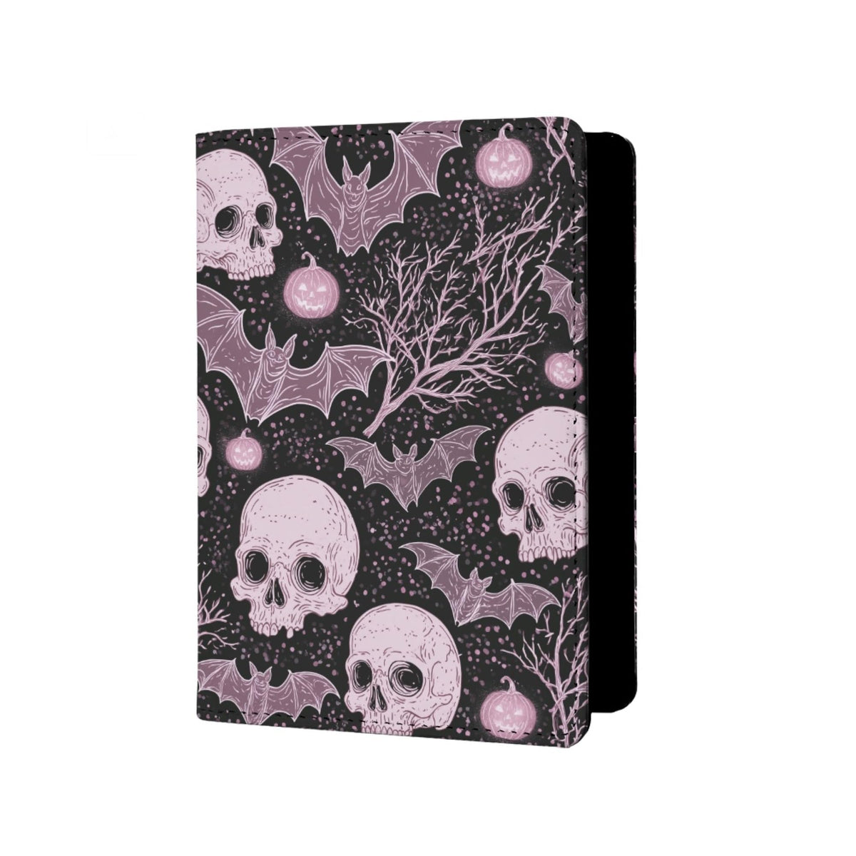 Mens Skull Passport Cover for Travel PU Leather Skeleton Passport Holder Protector with Credit Card Slots Passport Holder Purple White Black Onesize