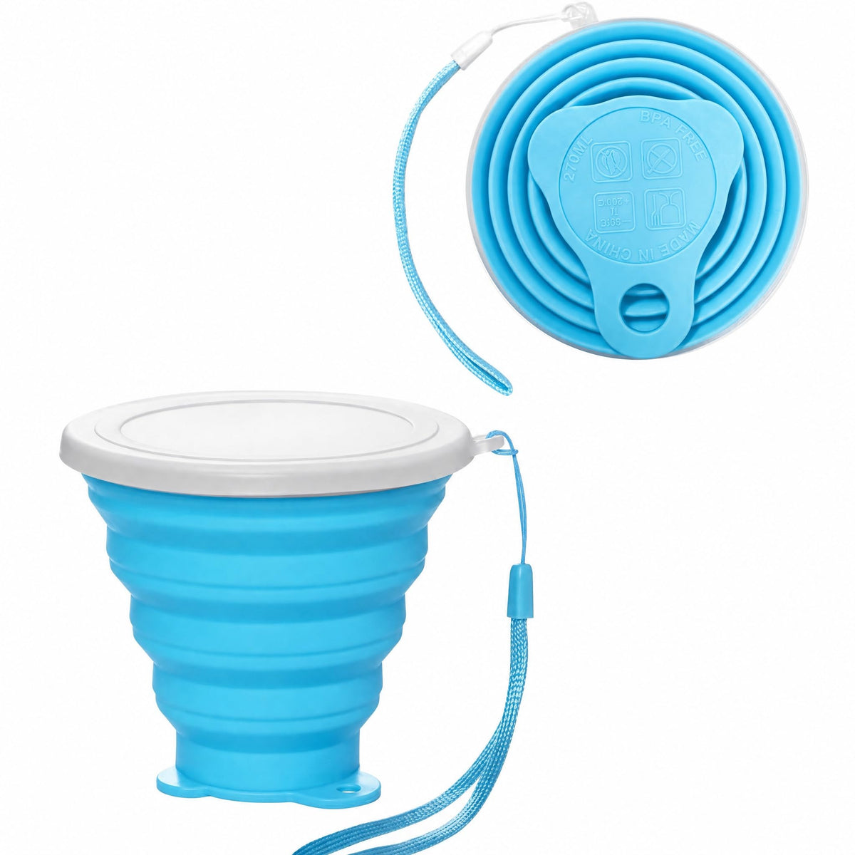 Silicone Collapsible Cups for Camping Travel,Small Portable Backpacking Camping Cup for Outdoor,Reusable Folding Travel Cup,270ml,Graduated(Transparent)