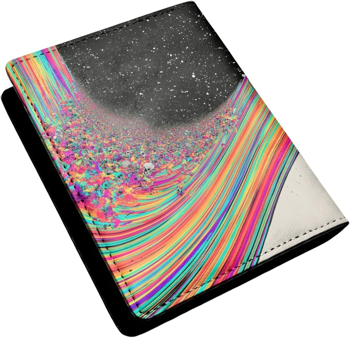 Mens Retro Skull Passport Holder for Travel Womens Skeleton Passport Cover Protector with Credit Card Slots Card Case Cover Black Orange Rainbow Onesize