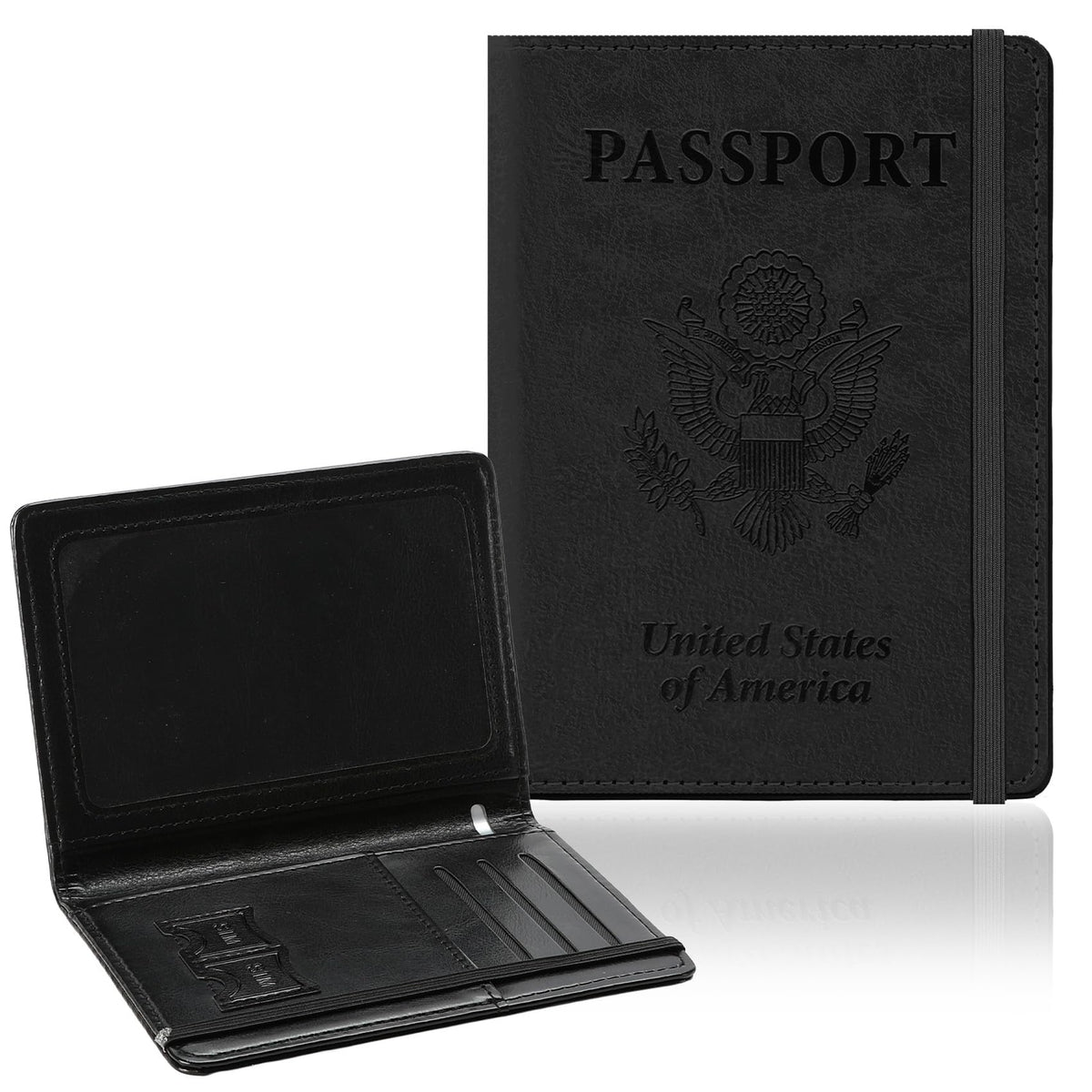 Passport Holder for Travel, RFID Blocking Passport Cover with Pen Holder Leather Passport Wallet Case Travel Must Haves Accessories Passport Book Card Holder for Family Travel Essentials Gifts, Pink