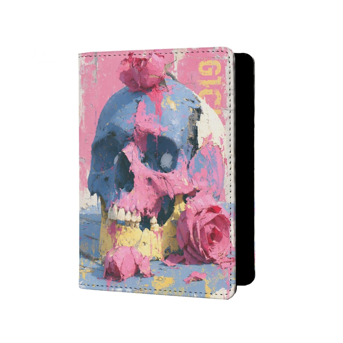 Womens Skull Print Passport Cover Leather Floral Passport Holder Protector with Credit Card Slots Passport Holder for Travel Blue Green Purple Onesize