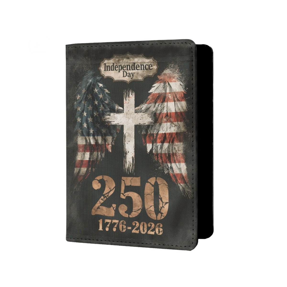 Mens Distressed USA Flag Passport Holder for Travel Womens American Flag Passport Cover Protector with Credit Card Slots Black Brown Orange Onesize