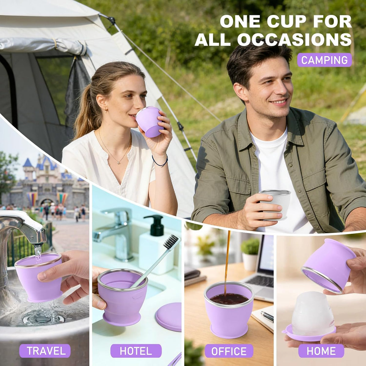 Collapsible Travel Cup, Foldable Water Cup with Lid, for Travel