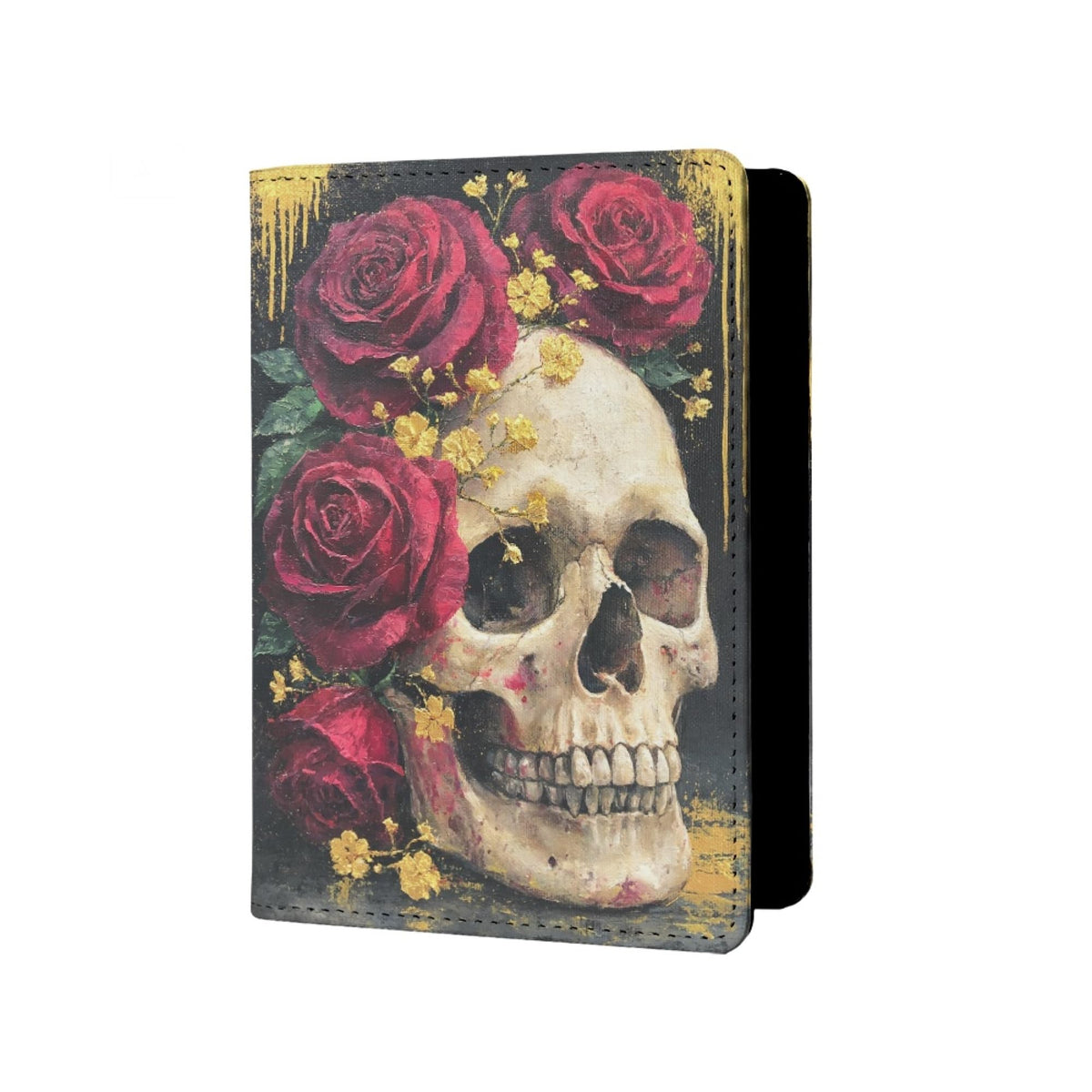 Mens Skull Passport Cover for Travel PU Leather Skeleton Passport Holder Protector with Credit Card Slots Passport Holder Purple White Black Onesize