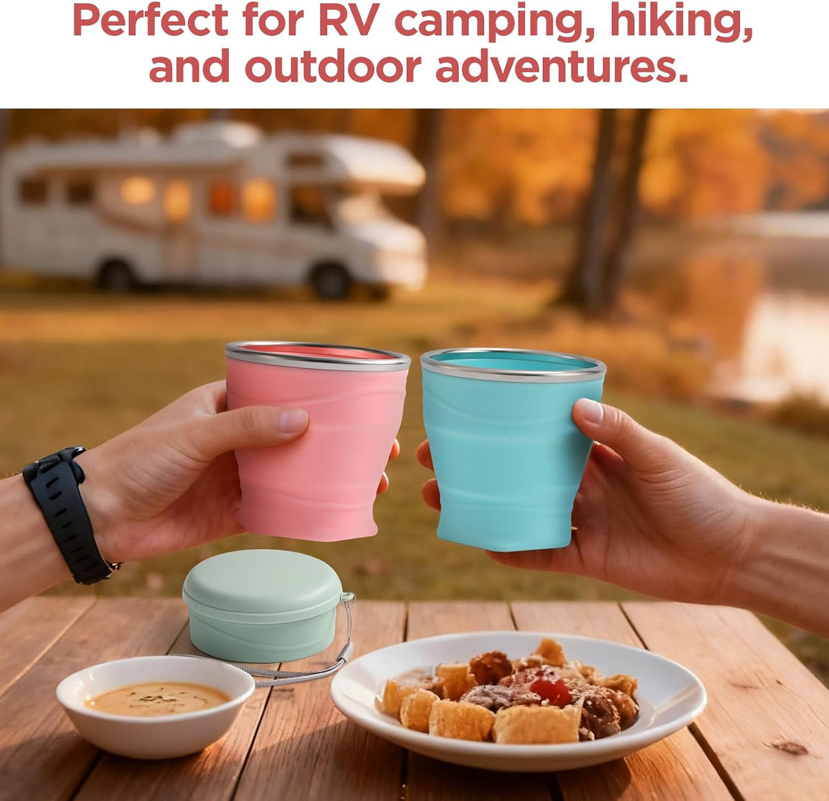 Light Purple Collapsible Silicone Travel Cup,8.8oz (260ml) BPA-Free