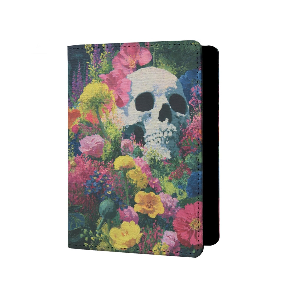 Mens Retro Skull Passport Holder for Travel Womens Skeleton Passport Cover Protector with Credit Card Slots Card Case Cover Black Orange Rainbow Onesize