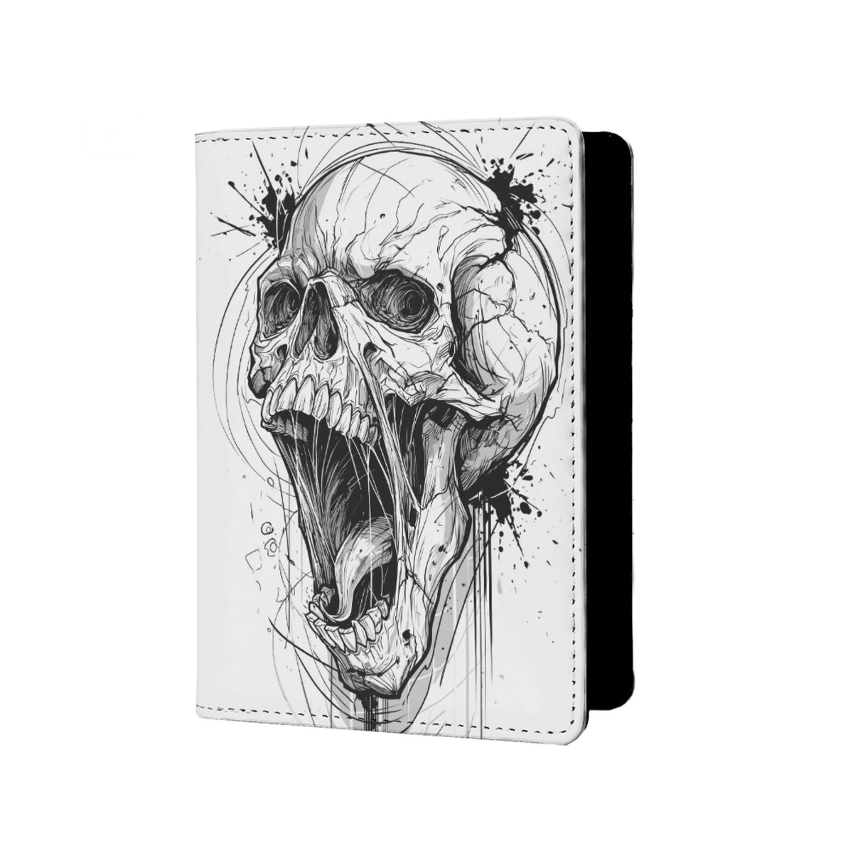 Mens Retro Skull Passport Holder for Travel Womens Skeleton Passport Cover Protector with Credit Card Slots Card Case Cover Black Orange Rainbow Onesize