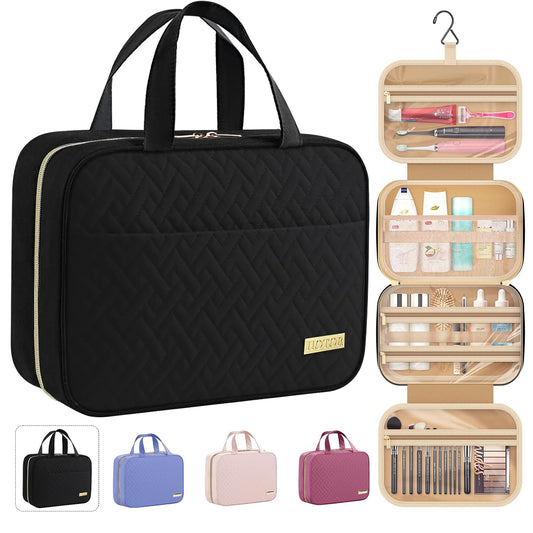 HOTOR Hanging Travel Toiletry Bag Women Men Essentials Black