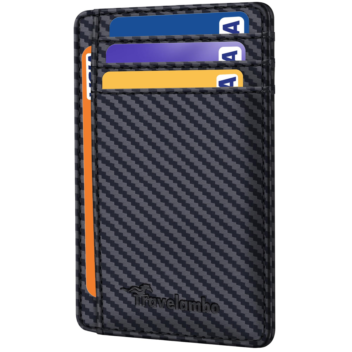 Travelambo Slim Wallet Front Pocket Minimalist Leather RFID Blocking Medium Size