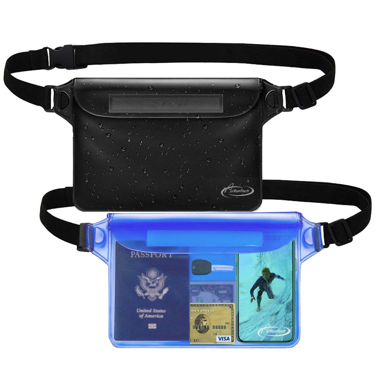 AiRunTech Waterproof Fanny Pack,Phone Pouch Dry Bag for Passport Wallet Purse,Floating Waterproof Bags for Travel Beach Swimming Kayaking Boating Cruise Accessories