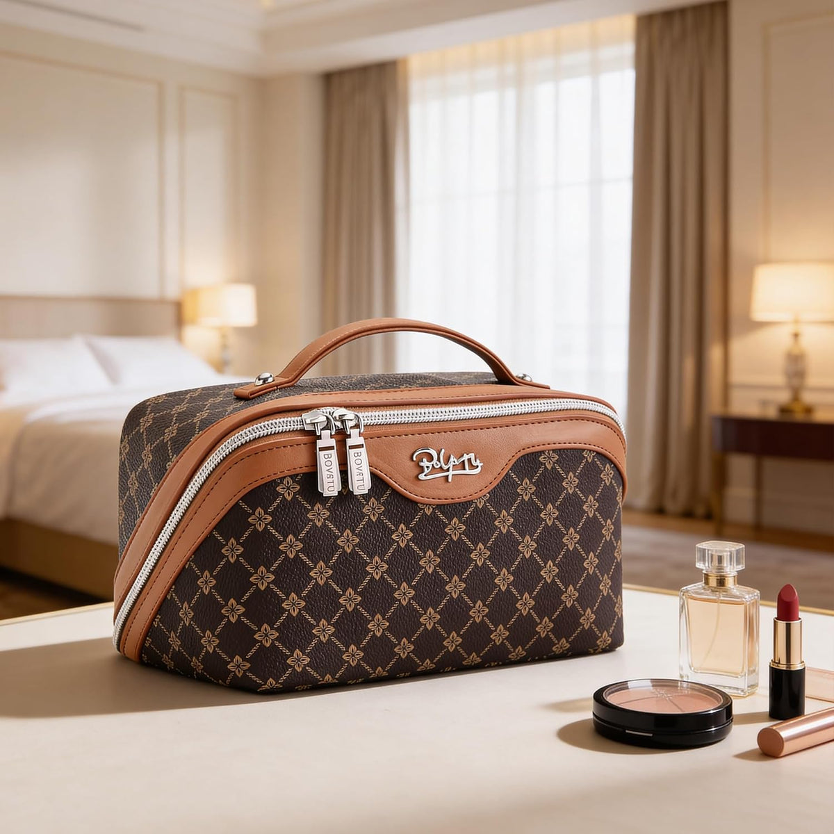 BOYATU Travel Makeup Bag Cosmetic Bags for Women: 3-Piece Make up Bag Set