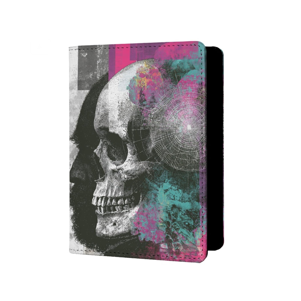 Womens Skull Print Passport Cover Leather Floral Passport Holder Protector with Credit Card Slots Passport Holder for Travel Blue Green Purple Onesize