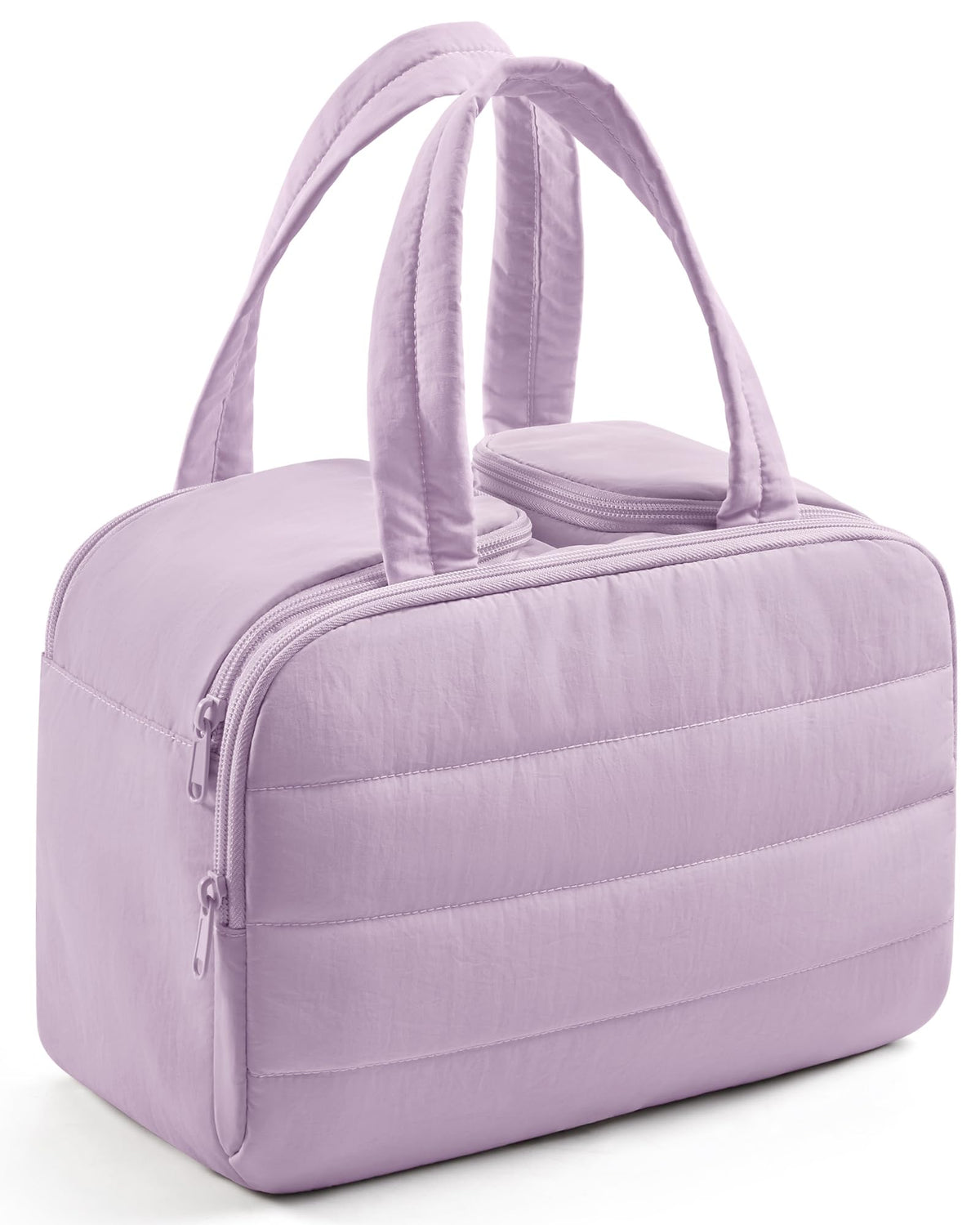 LIGHT FLIGHT Travel Toiletry Bag, Quilted Travel Makeup Cosmetic Bag Organizer, Toiletry Bags for Traveling Women, Make up Bag with Handle, Dark Pink