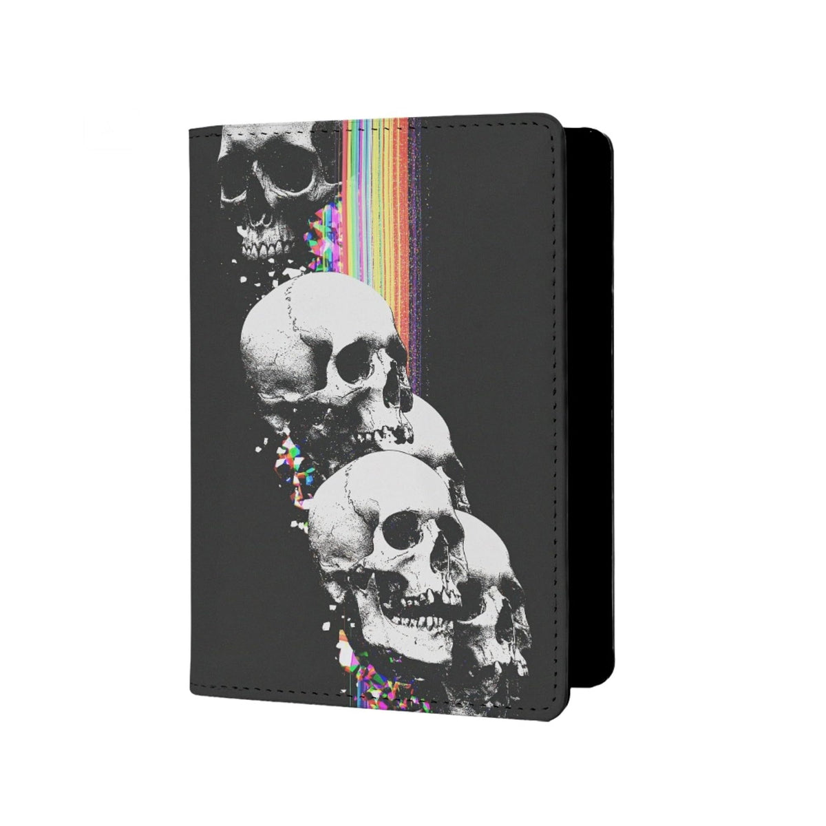 Mens Skull Passport Cover for Travel PU Leather Skeleton Passport Holder Protector with Credit Card Slots Passport Holder Purple White Black Onesize