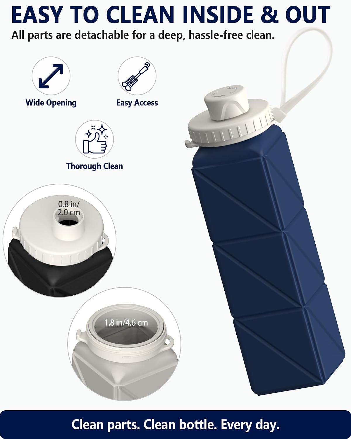 BEAUTAIL Collapsible Water Bottles 21oz/610mL, Silicone Travel Water Bottle