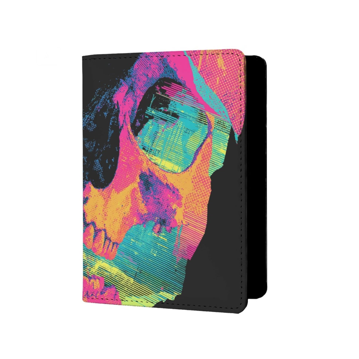 Womens Skull Print Passport Cover Leather Floral Passport Holder Protector with Credit Card Slots Passport Holder for Travel Blue Green Purple Onesize