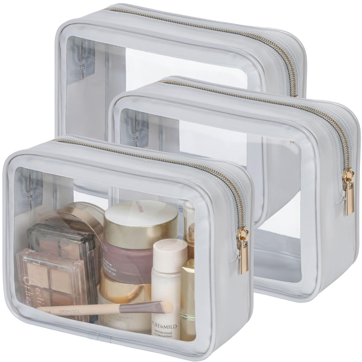 PACKISM Clear Makeup Bag Foldable - TSA Approved Toiletry Bag for Travel