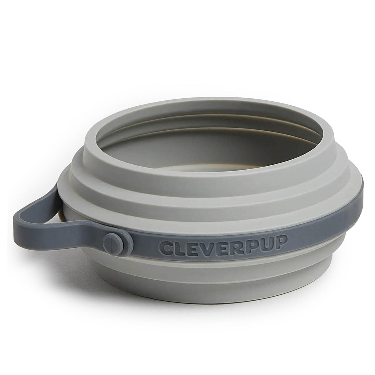 Cleverpup Nomad Small Collapsible Travel Dog Bowl - 2 Cup, Grey Silicone