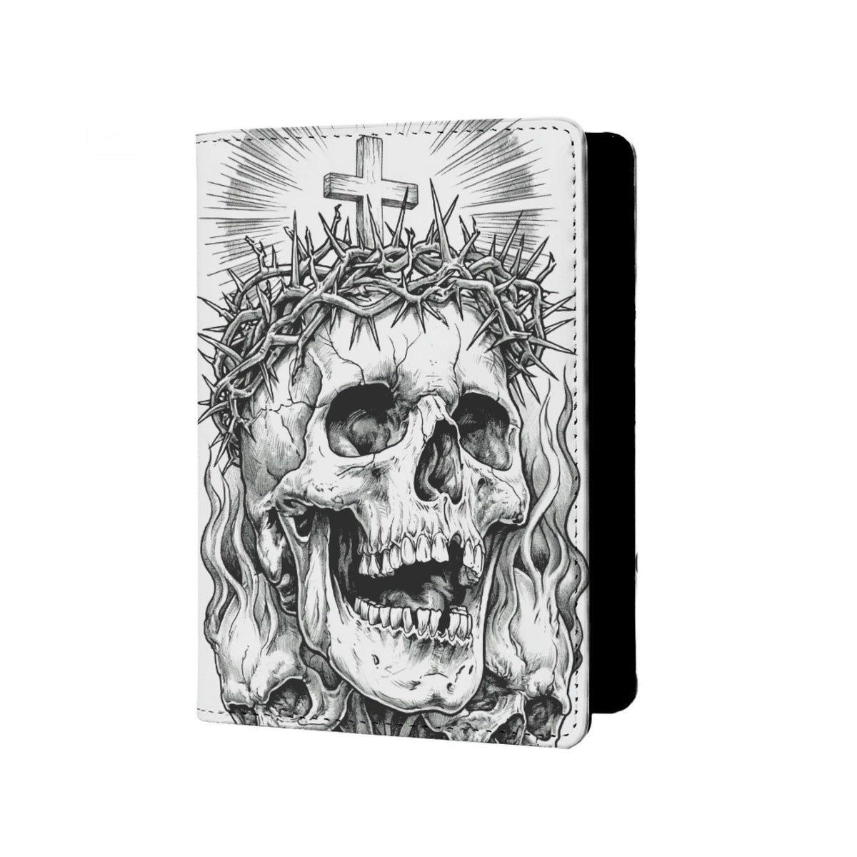 Mens Retro Skull Passport Holder for Travel Womens Skeleton Passport Cover Protector with Credit Card Slots Card Case Cover Black Orange Rainbow Onesize