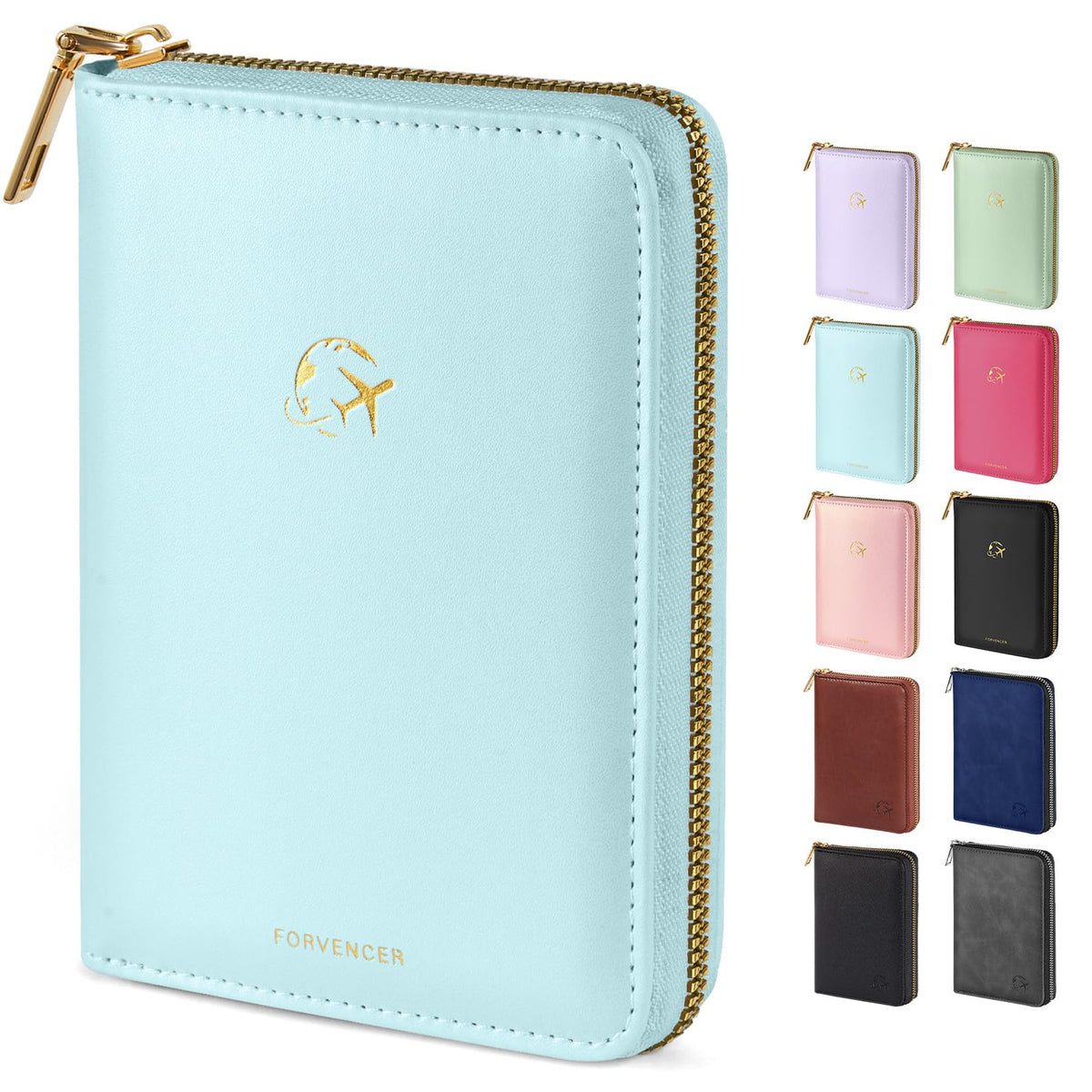 Forvencer Safe Zipper Passport Holder Cover, Passport Wallet for Travel