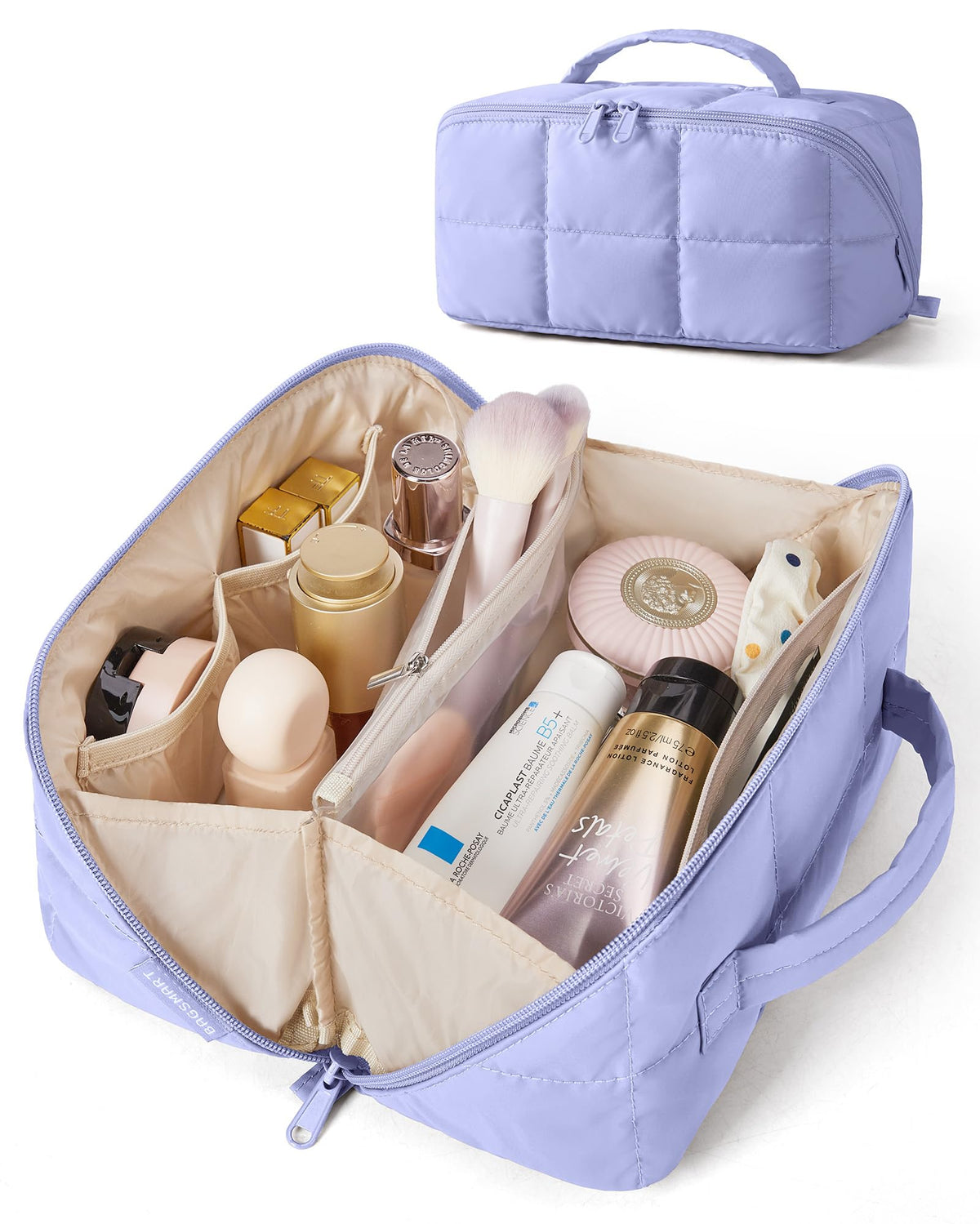 BAGSMART Easy-Access Makeup Bag, Water-Resistant Travel Toiletry Organizer
