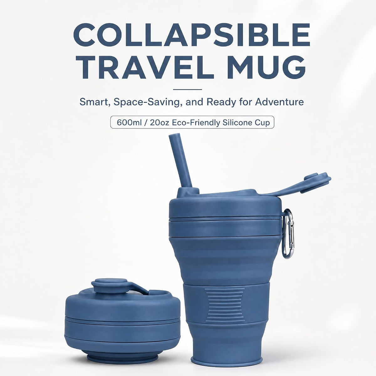 20oz Collapsible Cup with Lid Portable Collapsible Coffee Cup BPA-Free Collapsible Cups for Traveling Camping Hiking Picnic