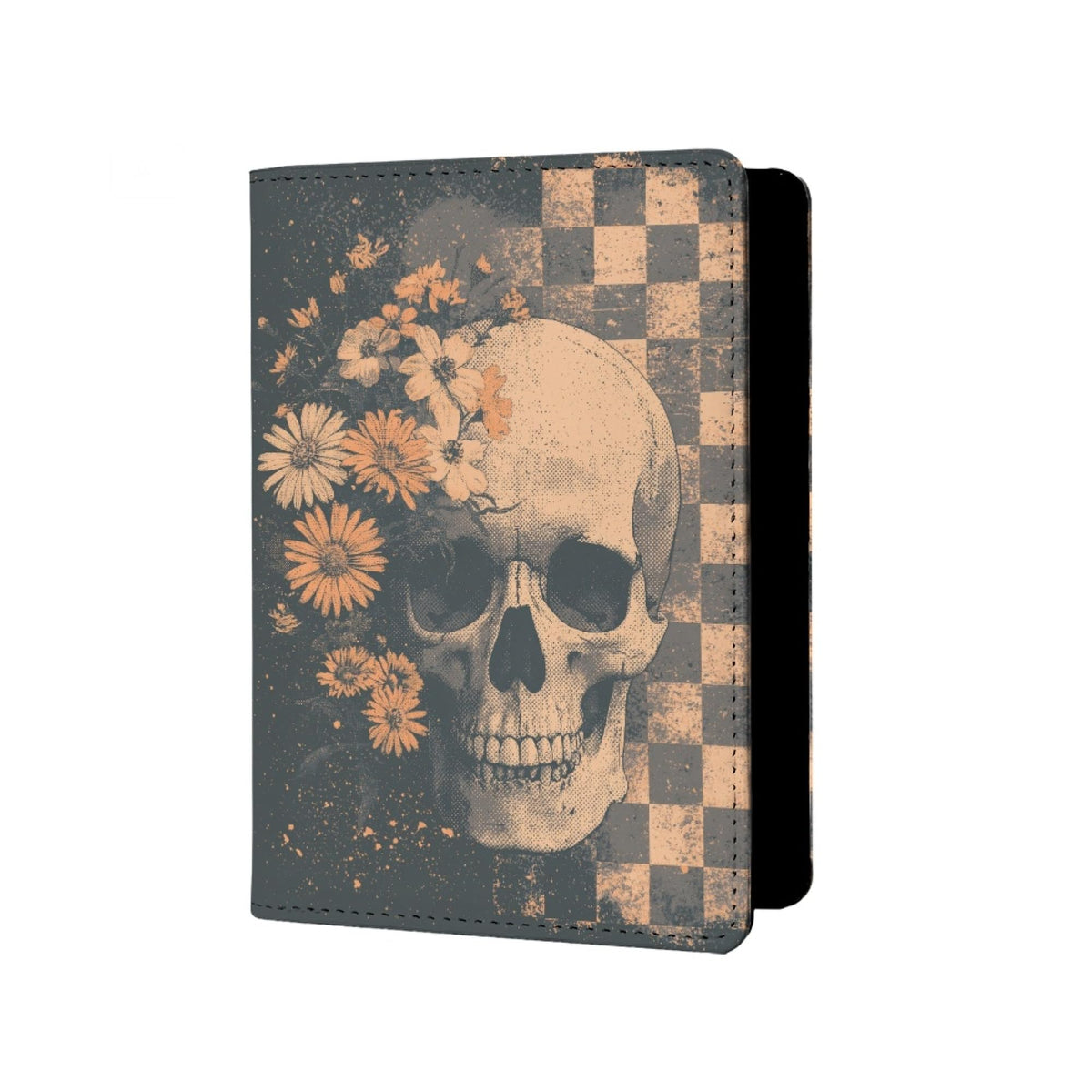 Mens Skull Passport Cover for Travel PU Leather Skeleton Passport Holder Protector with Credit Card Slots Passport Holder Purple White Black Onesize