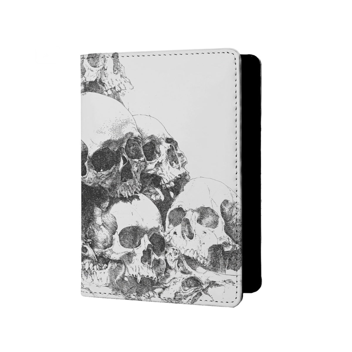 Mens Skull Passport Cover for Travel PU Leather Skeleton Passport Holder Protector with Credit Card Slots Passport Holder Purple White Black Onesize