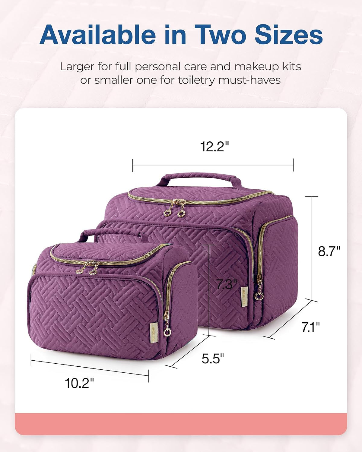 BAGSMART Travel Toiletry Bag for Women, Cosmetic Bag Makeup Bag Organizer with Handle, Travel Bag for Toiletries, Travel Accessories, Full Sized Container