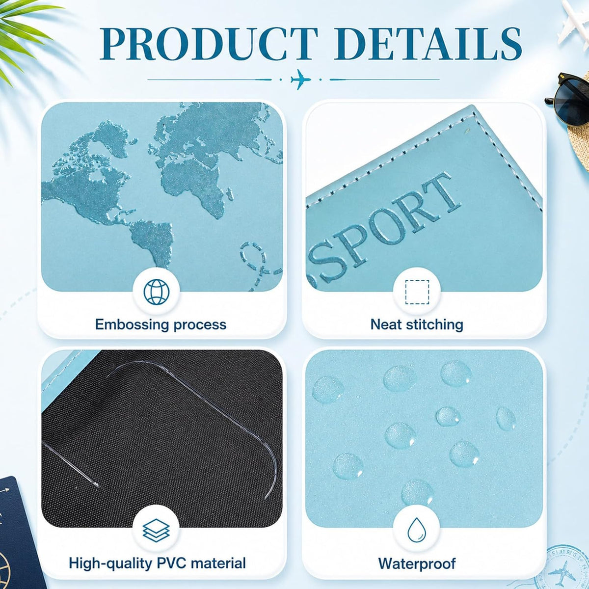 JJUNW 4 Pcs Passport Holder, Passport Wallet Cover Case For Travel