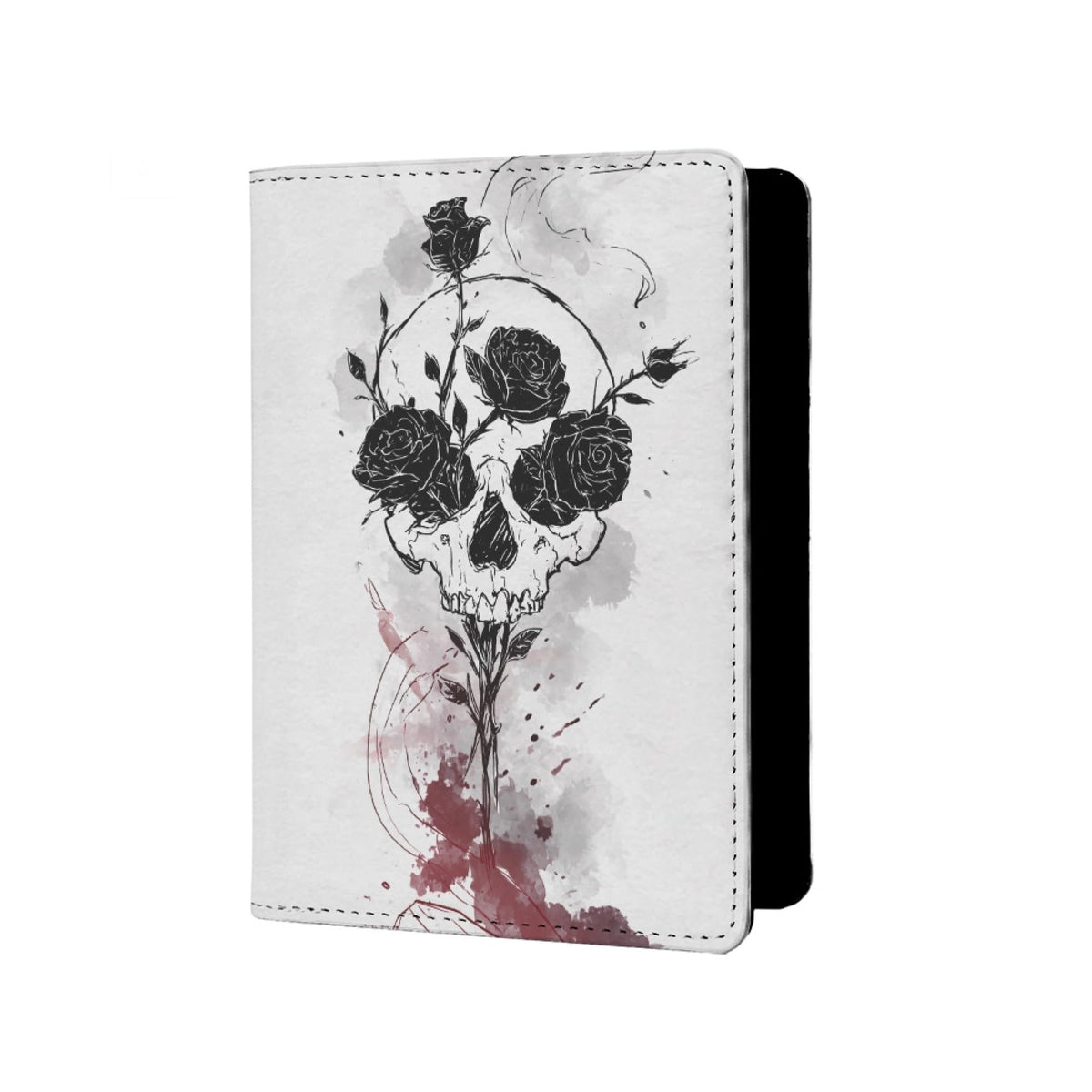 Mens Skull Passport Cover for Travel PU Leather Skeleton Passport Holder Protector with Credit Card Slots Passport Holder Purple White Black Onesize