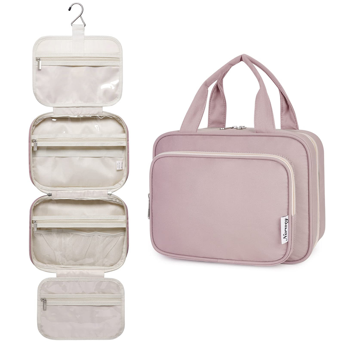 Narwey Hanging Toiletry Bag for Women, Travel Makeup Cosmetic Organizer Bag
