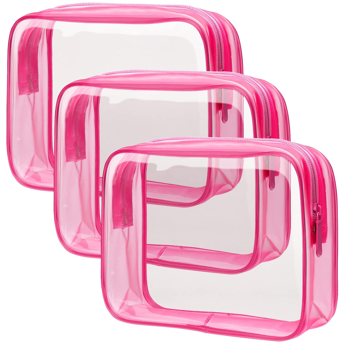 PACKISM TSA Approved Toiletry Bag - Clear Makeup Bag for Travel, Rose Pink