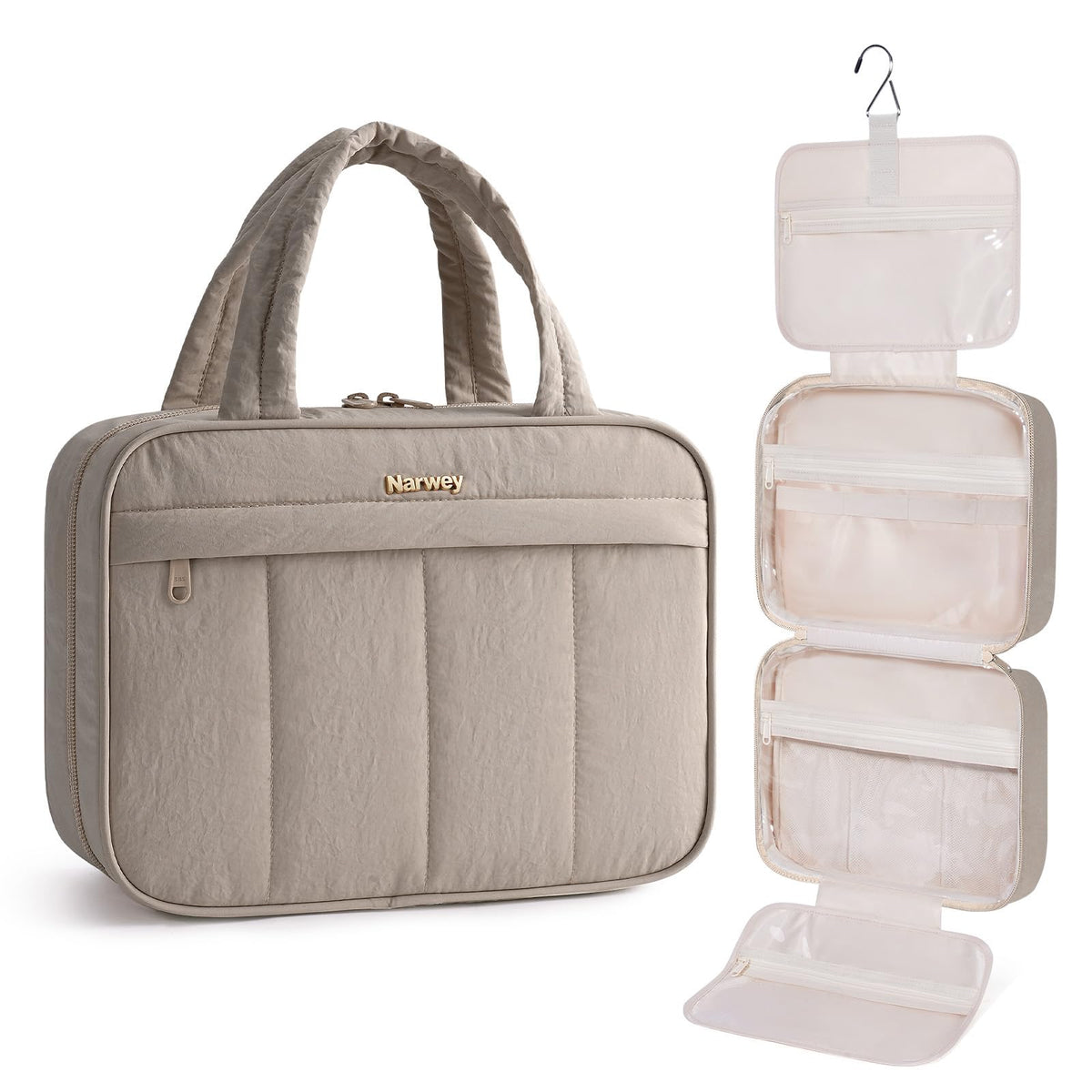Narwey Hanging Toiletry Bag for Women, Travel Makeup Cosmetic Organizer Bag