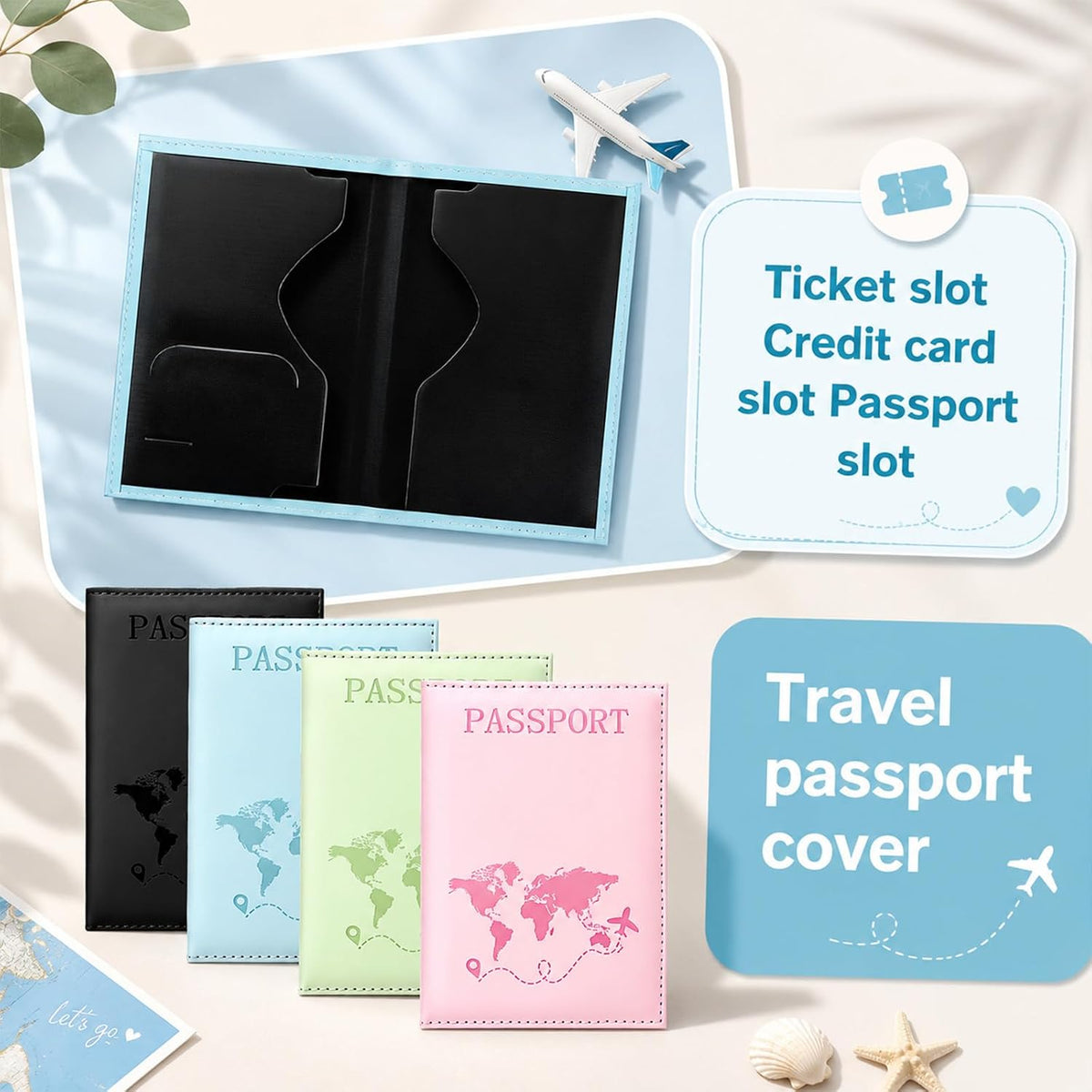 JJUNW 4 Pcs Passport Holder, Passport Wallet Cover Case For Travel
