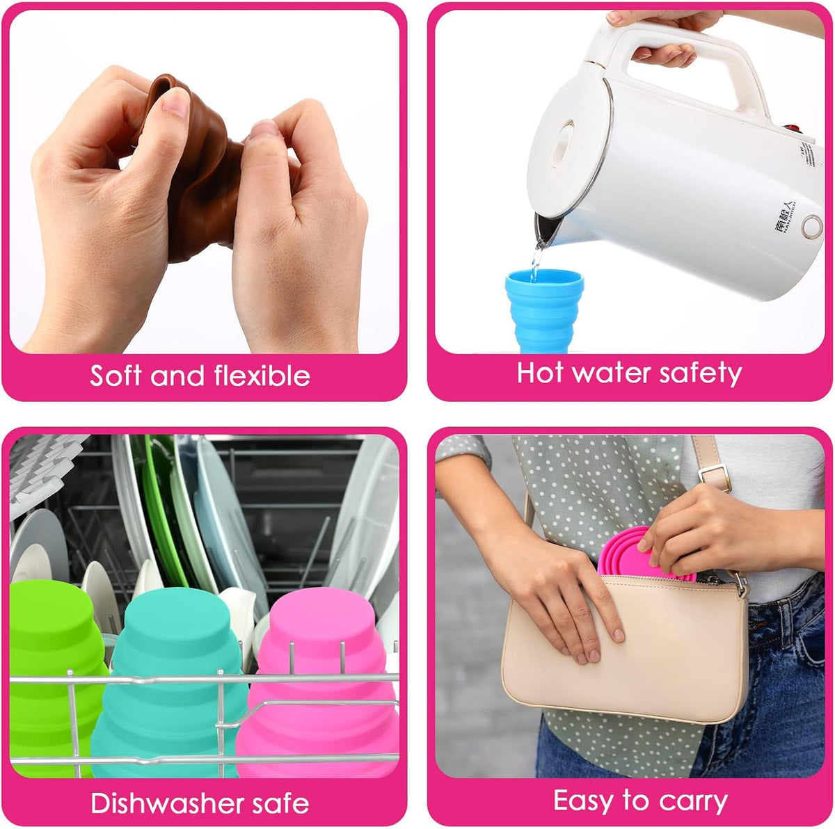 Umigy Silicone Collapsible Cup Without Lids Travel Portable Cup