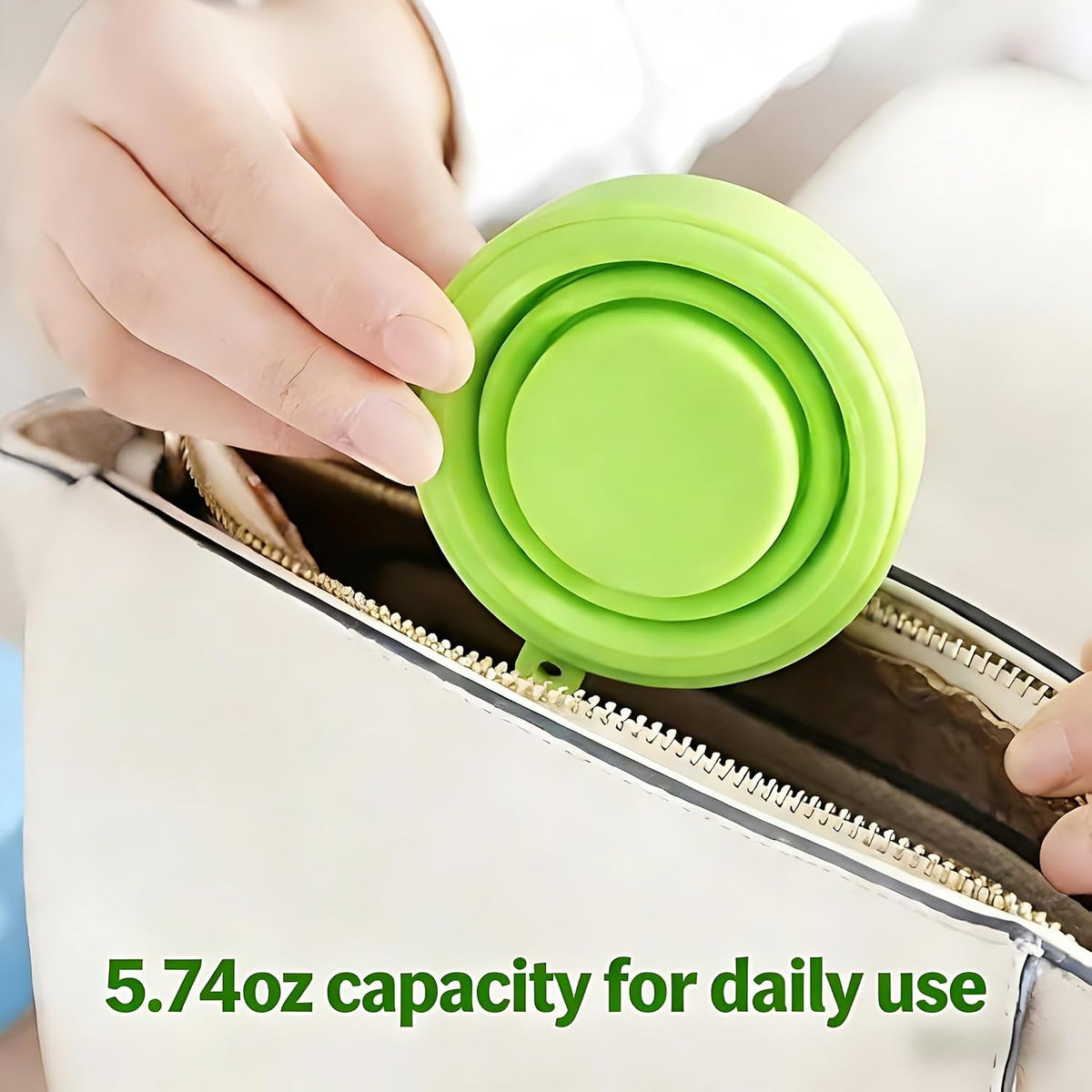 Folding Silicone Cup Set, 3-Pack Travel Camping Cups with Lid