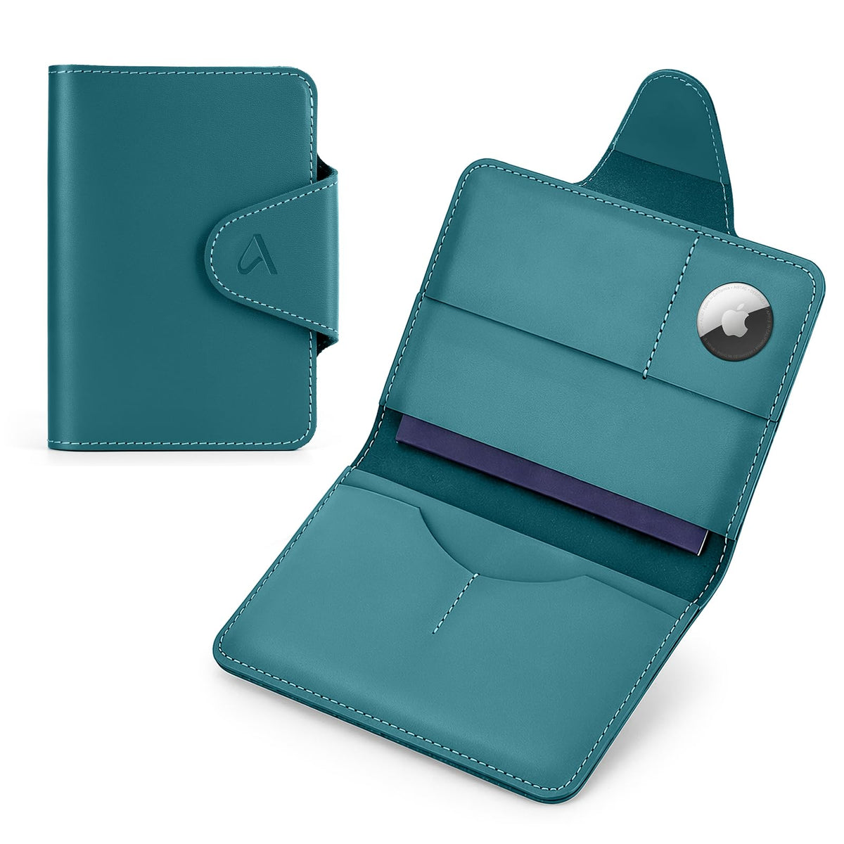 ALLIVE RFID Passport Holder, Genuine Leather Travel Wallet with AirTag Slot