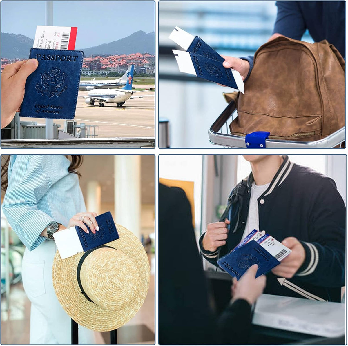 Passport Holder Wallet Cover Case RFID Blocking Slot Travel Accessories