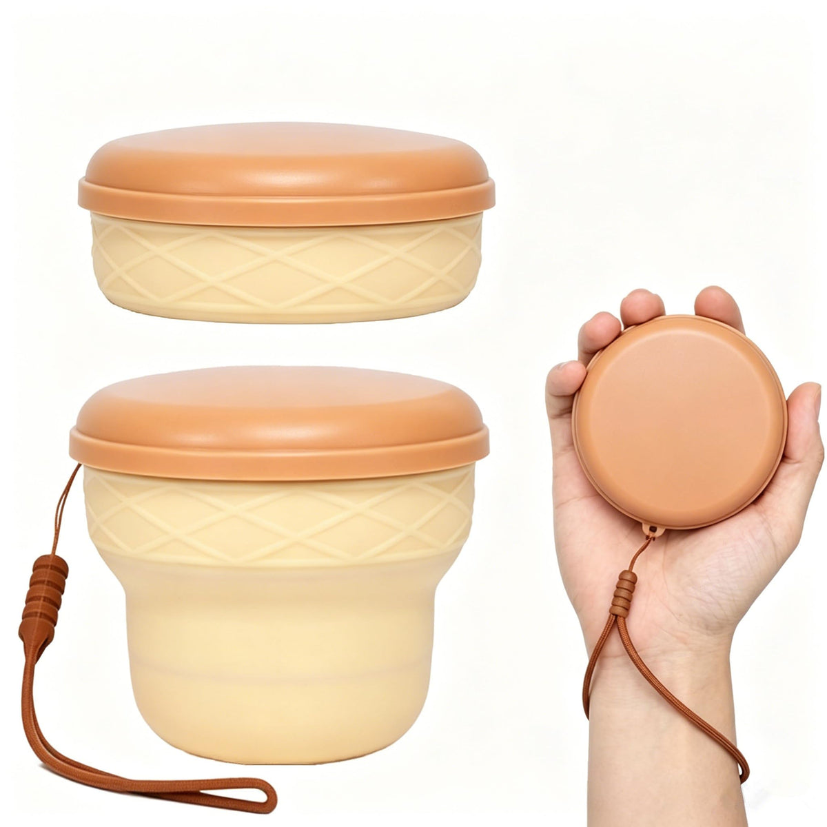IYYI Collapsible Cup for Traveling, Silicone Foldable Cup, Camping Mug with Lid, Folding Mug for Camping, Hiking, Outdoors, Travel (2 Pack-Blue-Orange)