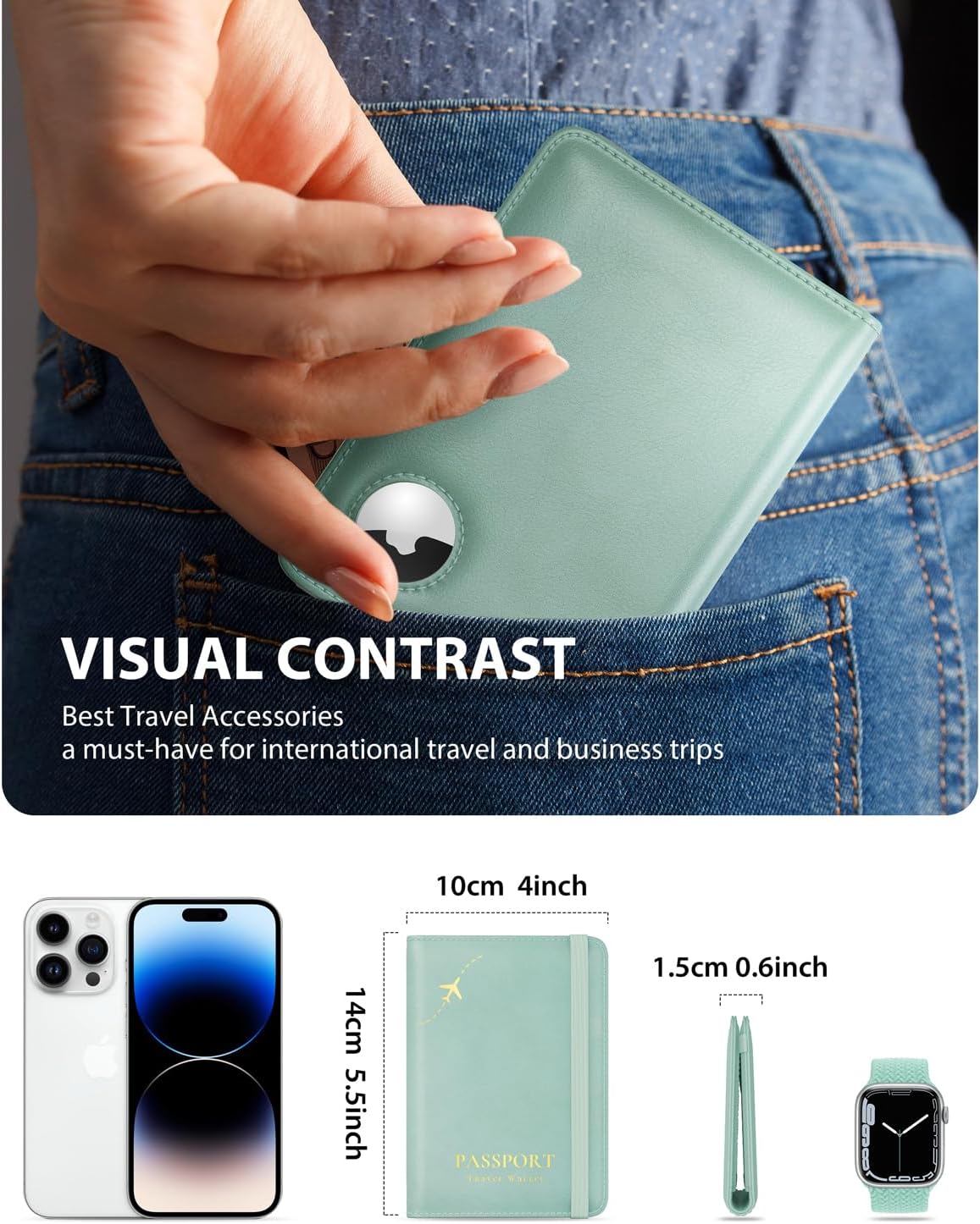 Stouchi AirTag Passport Holder – Slim RFID Travel Wallet