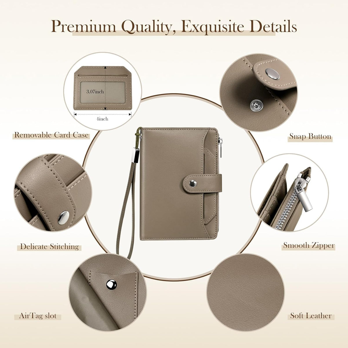 Dadanism RFID Blocking Passport Holder Travel Wallet for Women, Khaki Brown