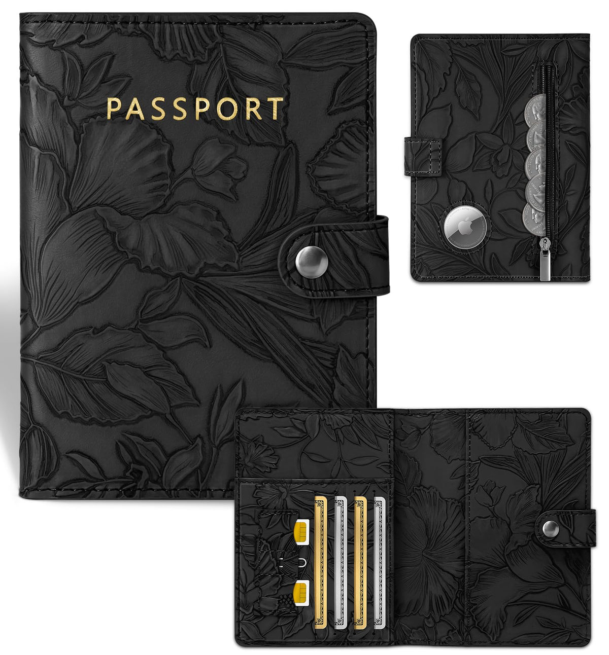 Slohif Elegant RFID Passport Holder for Travel with AirTag Sage Green