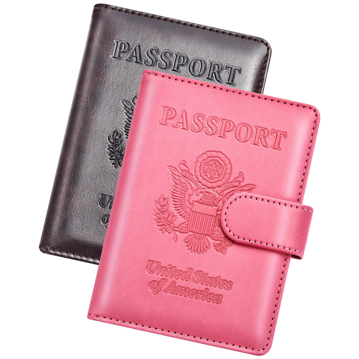 Herain Passport Holder for Travel Essentials, 2 Pcs Passport Holder Cover Case Travel Gifts Women Men Family, RFID Passports Book Card Holders Travels Cruise Accessories Must Haves