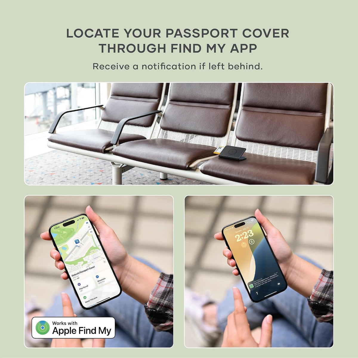 Satechi Passport Holder with Find My Tracking, 4-Slot Card Wallet, Black