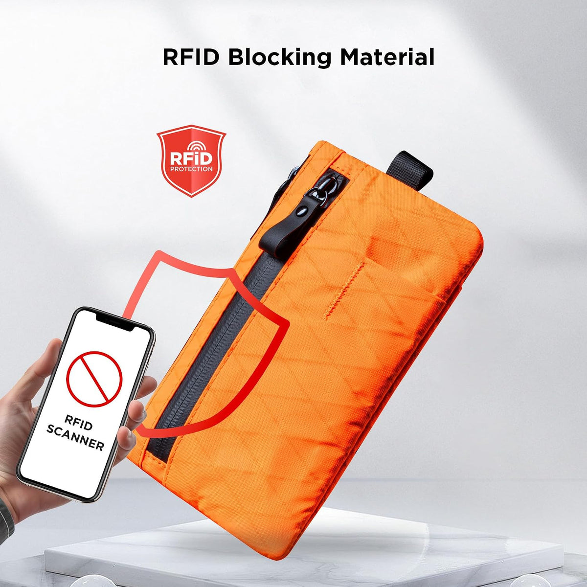 ALPAKA Zip Clutch RFID Blocking Zipper Wallet Passport Holder Hot Orange