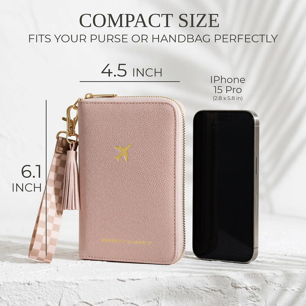 Beautiful Passport Holder And Travel Wallet with Wristlet Strap