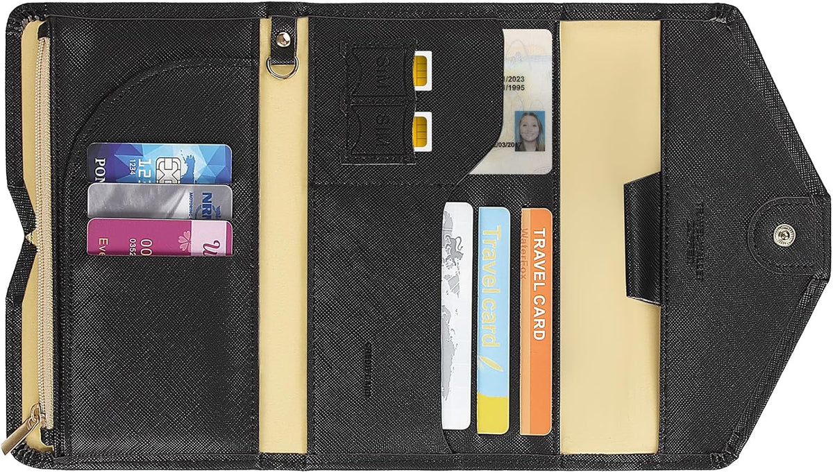 ZOPPEN Passport Holder Travel Wallet Organizer for Women,Black