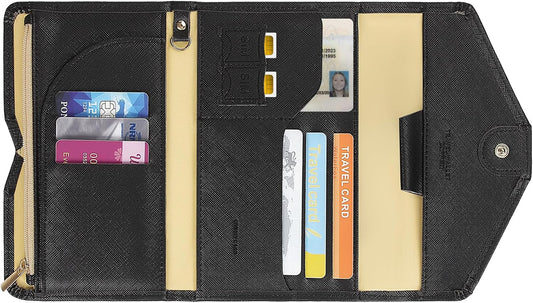 ZOPPEN Passport Holder Travel Wallet Organizer for Women,Black